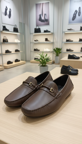 ZRA Luxurious Brown Leather Bit Loafers